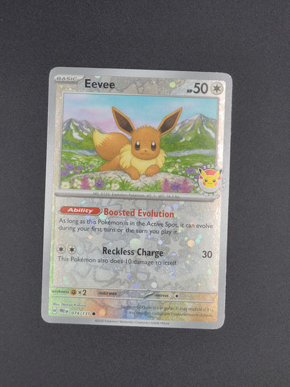 Eevee 2025 Pokemon Day stamp 074/131 Prismatic Evolutions Pokemon TCG Card